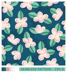 Seamless pattern of large buds of lilac flowers. Composition of shaded blossom and leafs in the style stipplism. Vector ornament template