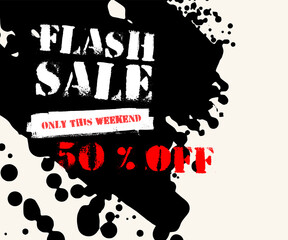 Obraz premium Vector abstract sale grunge banner with splashes of ink.