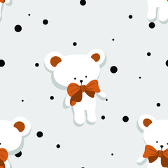 
Seamless baby pattern with cute bears. Ideal for baby fabrics, textiles, backgrounds, packaging, covers. Creative background vector