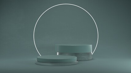 3d platform blue studio for cosmetic products.  background vector 3d rendered podium. platform render for cosmetic products. Stage showcase platform modern 3d studio pedestal