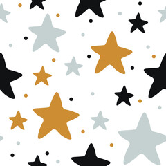 
Seamless baby pattern with cute stars. Ideal for baby fabrics, textiles, backgrounds, packaging, covers. Creative background vector