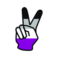 Vector illustration of the V-sing filled with Asexual pride flag on white background.