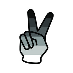 Vector illustration of the V-sing filled with Straight pride flag on white background.