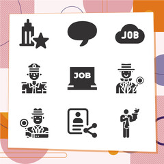 Simple set of 9 icons related to speculate