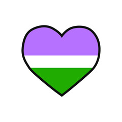 Obraz premium Vector illustration of the heart filled with the Genderqueer pride flag on white background.