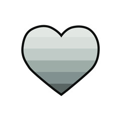 Vector illustration of the heart filled with an alternate straight pride flag on white background.