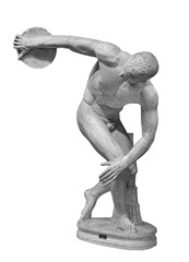 Discus thrower discobolus a part of the ancient Olympic Games. A Roman copy of the lost bronze...