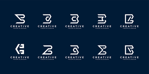 Set of abstract monogram initial b logo template. Premium Vector.