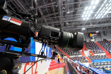 Professional TV at the volleyball . volleyball Match Camera.
