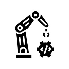 robotics arm technology glyph icon vector. robotics arm technology sign. isolated contour symbol black illustration