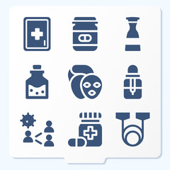 Simple set of 9 icons related to antibiotics