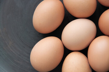 Chicken eggs, top view