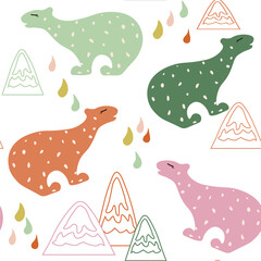 
Seamless baby pattern with cute bears. Ideal for baby fabrics, textiles, backgrounds, packaging, covers. Creative background vector