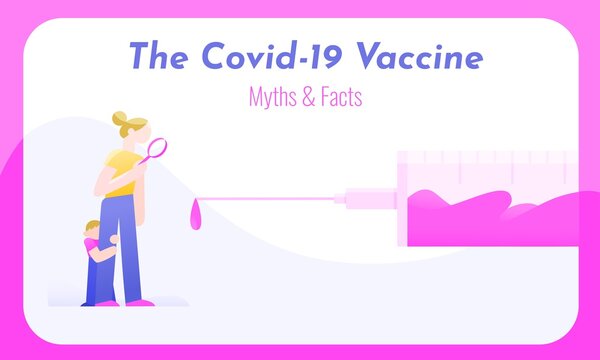 Covid-19 Vaccine Banner With Worried Mother
