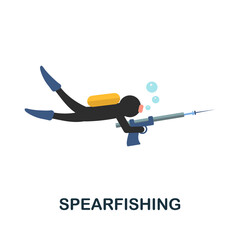 Spearfishing flat icon. Color simple element from diving collection. Creative Spearfishing icon for web design, templates, infographics and more