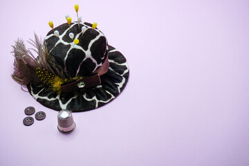 Bespoke pincushion designs in the shape of hats for dressmaking sewing craft