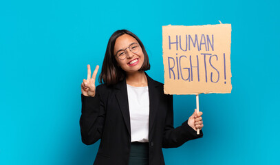 young pretty businesswoman activist concept