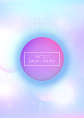 Fluid shapes background with liquid dynamic elements. Holographic bauhaus gradient with memphis.