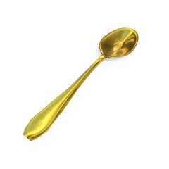 3d rendering. top view of metal spoon with clipping path isolated on white background.