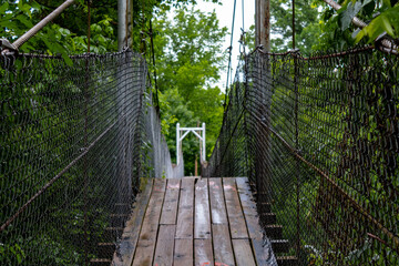 suspension bridge over the river