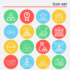 16 pack of precious metal  lineal web icons set