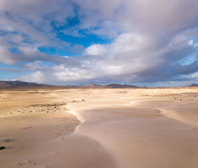 Fototapeta na wymiar Dunes of Corralejo at Fuerteventura – Spain.