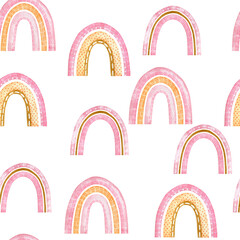 Seamless pattern with rainbows.