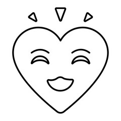 Red Heart Smiling Concept, Facial expression Vector line Icon design, Love and romance symbol on white background, Valentines Day Sign, Romantic Mood Stock