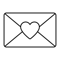 Love Letter by eMail Concept, Envelope with heart Vector Icon Design, Love and Romance Symbol on White background, Valentines Day Sign,