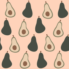 Cute avocado seamless vector pattern background design illustration