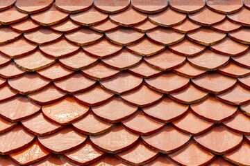 Clay tile roof at Thai temple pattern and background seamless