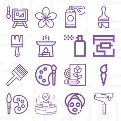 16 pack of prime  lineal web icons set