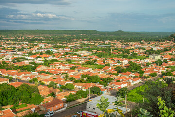 A view of the city from the top of Morro do Leme viewpoint in Oeiras, Piaui - Brazil