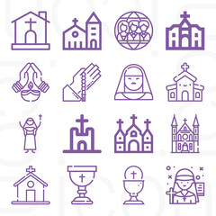 16 pack of pray  lineal web icons set