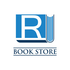 book store logo with alphabet R. vector illustration