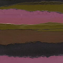 Colorful torn paper collage close-up. Texture made from various paper and cardboard parts. Damaged...