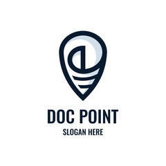 Document point logo design template. Review search icon vector, concept of analysing, correcting, evaluating, surveying, etc.