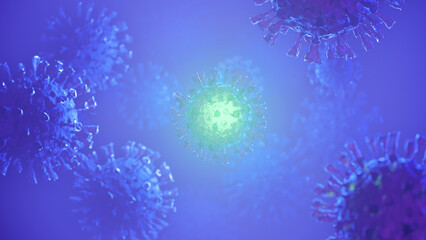 Fototapeta na wymiar Coronavirus 2019-nCov novel coronavirus concept. Microscope virus close up. 3d rendering.