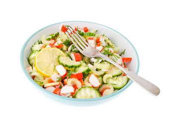 Vegetarian appetizer of cucumber, celery and surimi