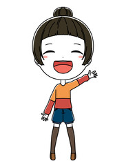 笑顔のかわいい女の子の全身イラスト