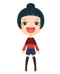 怒った表情の女の子の全身イラスト Anger Wall Mural Ang アオフジマキ