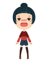 怒った表情の女の子の全身イラスト