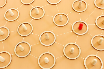 business concept image of people figures over wooden table, human resources and management concept