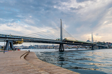 Metro Bridge view over Golden Horn in Istanbul