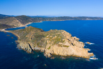 France, Vat department, Ramatuelle, aerial view of Cap Camarat, l'Escalet located in peninsula of Saint Tropez, - 412174481