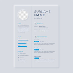Modern cv resume template in neumorphic style.