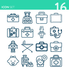 Simple set of 16 icons related to maiden