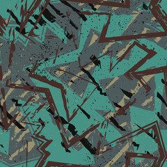 Seamless abstract urban pattern with curved geometry elementsand grunge curved lines