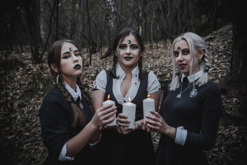 Witch in the form of a student in the forest