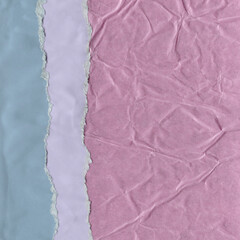 Colorful torn paper collage close-up. Texture made from various paper and cardboard parts. Damaged old paper background. Vintage blank wallpaper. Material design backdrop.